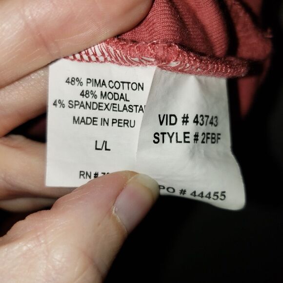 ORVIS PERFECT TEE 3/3 SLEEVE COUNTRY PINK ROSE V SCOOP NECK LARGE PIMA COTTON - Picture 3 of 5